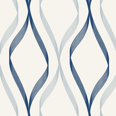 Etten Studios Wave Ogee Celtic Blue & Dewdrop Wallpaper
