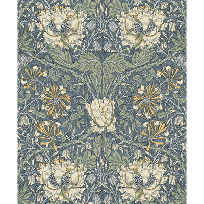 Etten Studios Ogee Flora Blue Lake & French Vanilla Wallpaper
