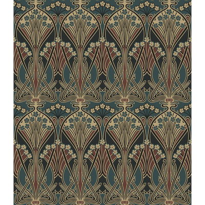 Etten Studios Deco Dragonflies Aegean Blue & Clay Wallpaper