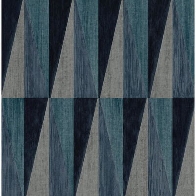 Harry & Grace Pieced Diamonds Denim Blue Wallpaper