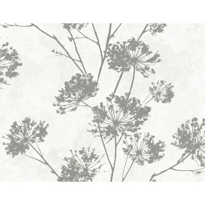 Harry & Grace Dandelion Floral Metallic Silver Wallpaper
