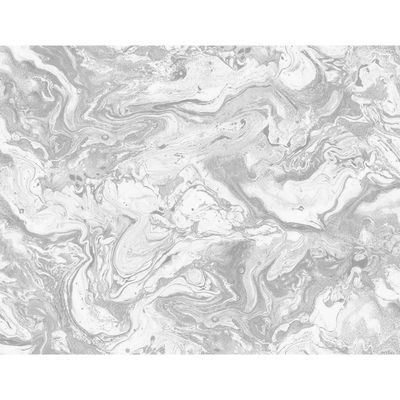 Lillian August Faux Marble Calcutta & Metallic Silver Wallpaper