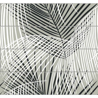 Lillian August Palm Tile Ebony & Fieldstone Wallpaper