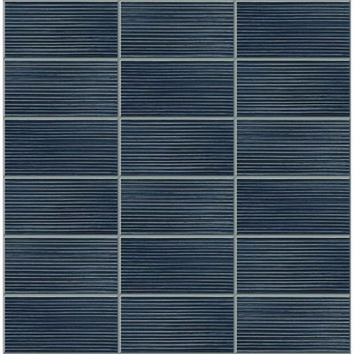 Lillian August Rib Tile Denim Blue Wallpaper