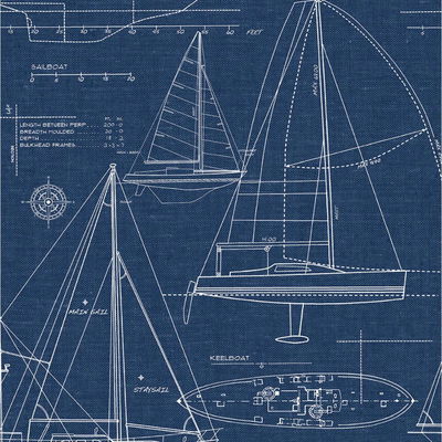 Yacht Club Navy Blue Wallpaper