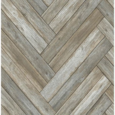 Chevron Wood Taupe & Beige Wallpaper