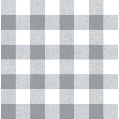 Picnic Plaid Gray & White Wallpaper