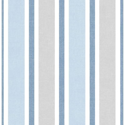 Linen Cut Stripe Bluebird & Carrara Wallpaper