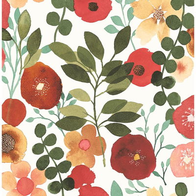 Garden Dance Ruby & Hunter Green Wallpaper