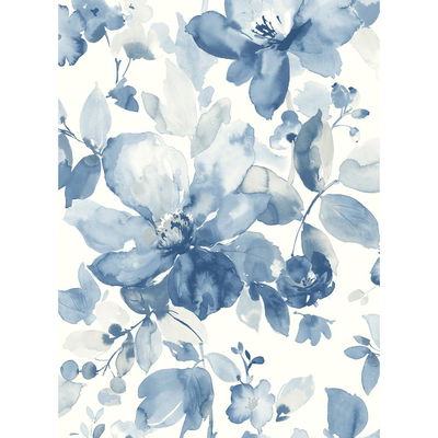 Watercolor Flower Bluestone Wallpaper