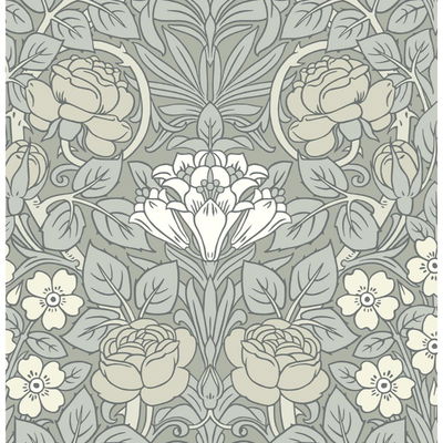 Vintage Rose Alloy Grey Wallpaper