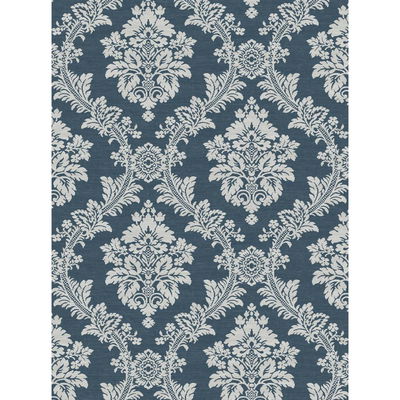 Seaside Damask Denim Blue Wallpaper