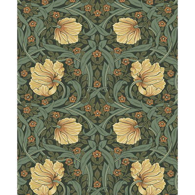 Pimpernel Garden Meadow Green & Amber Wallpaper