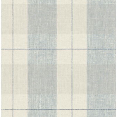 Lenox Hill Plaid Blue & Beige Wallpaper