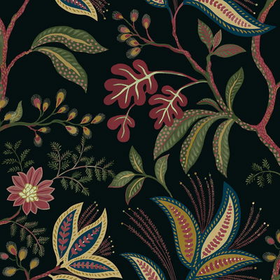 Forest Flourish Ebony Wallpaper