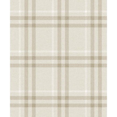 Calverlay Plaid French Vanilla Wallpaper