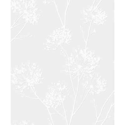 Dandelion Fields White Wallpaper