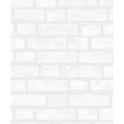 Vintage Brick White Wallpaper