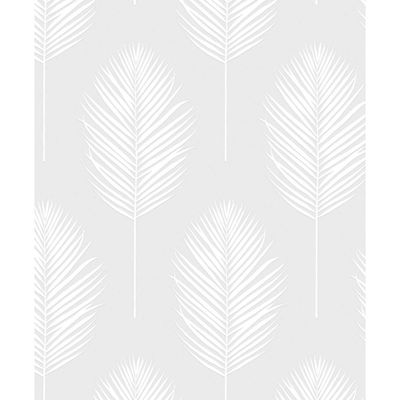 Palm Leaf White Wallpaper