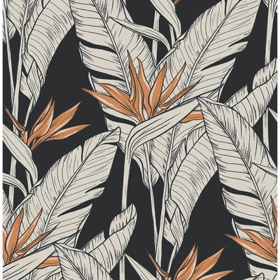 Stacy Garcia Home Birds of Paradise Onyx & Metallic Copper Wallpaper