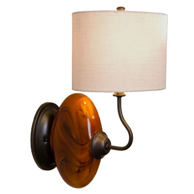 Burl Wall Sconce in Dark Amber and Oil Rubbed Bronze