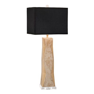 Geo  Table Lamp in Gold Lacquer with White Overglaze