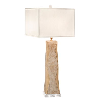 Geo  Table Lamp in Gold Lacquer with White Overglaze