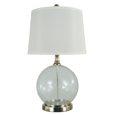 Karat  Table Lamp in Clear Seeded Glass with Gold Flecks / Polished Nickel