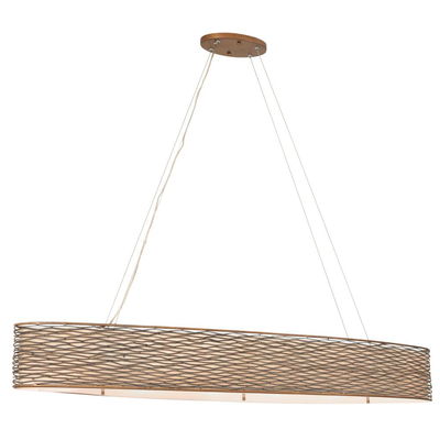 Flow 6-Light Oval Linear Pendant w/Fabric Shade - Hammered Ore