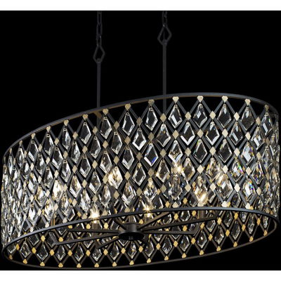 Windsor 8-Light Crystal Oval Linear Pendant - Carbon/Havana Gold