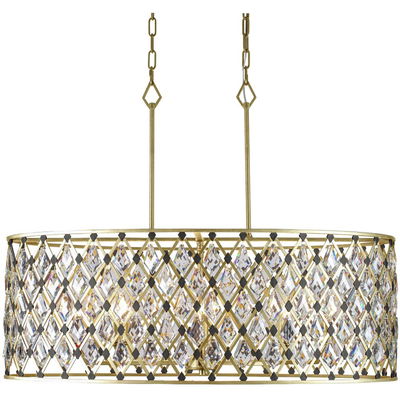 Windsor 8-Light Oval Crystal Linear Pendant - French Gold/Matte Black