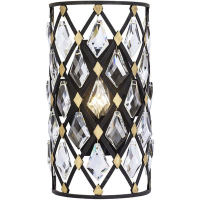 Windsor 1-Light Crystal Sconce - Carbon/Havana Gold