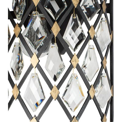 Windsor 2-Light Crystal Sconce/Bath - Carbon/Havana Gold