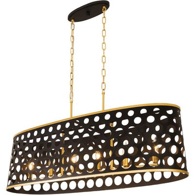 Bailey 6-Light Linear Pendant - Matte Black/French Gold