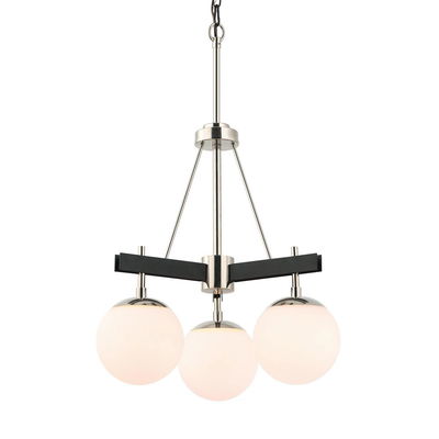Allie 3-Light Chandelier - Black/Polished Nickel
