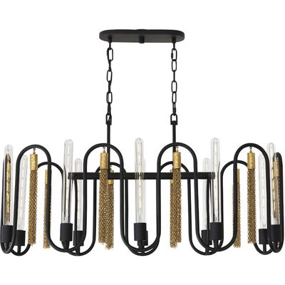 Darden 10-Light Linear Pendant - Matte Black/Antique Gold