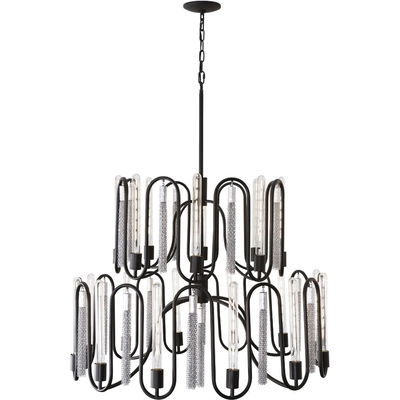Darden 20-Light 2-Tier Chandelier - Matte Black/Painted Chrome