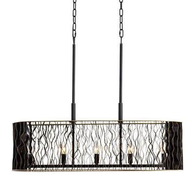 Estela 5-Light Linear Pendant - Matte Black/French Gold