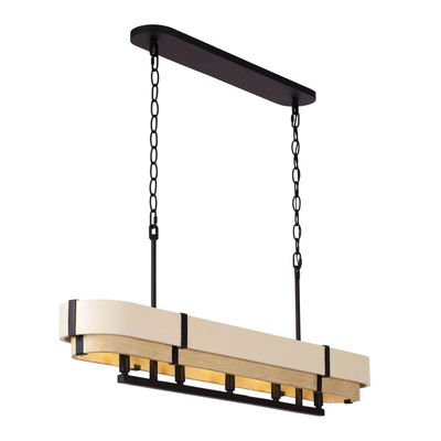 Blonde Moment 5-Light   Linear Pendant - Matte Black/Honey/Medium Oak