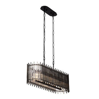 Park Row 5-Light   Linear Pendant - Matte Black/French Gold
