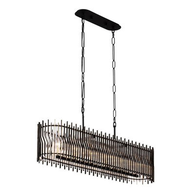 Park Row 6-Light   Linear Pendant - Matte Black/French Gold