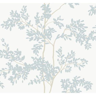 Lunaria Silhouette White & Cloud Blue Wallpaper